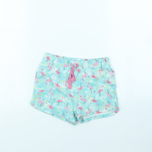 M&Co Girls Blue Animal Print  Cut-Off Shorts Size 7 Years - Flamingo