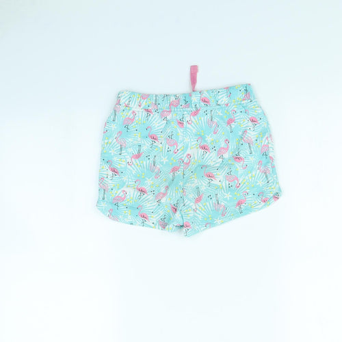 M&Co Girls Blue Animal Print  Cut-Off Shorts Size 7 Years - Flamingo