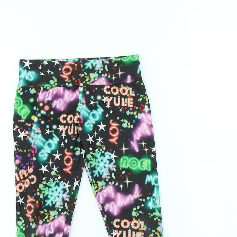 TU Girls Black Spotted Ramie Cropped Trousers Size 5 Years