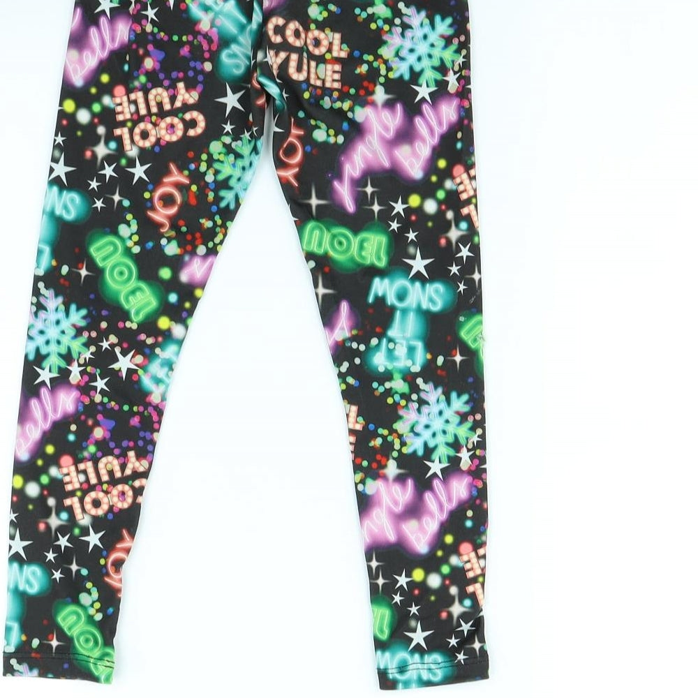 TU Girls Black Spotted Ramie Cropped Trousers Size 5 Years