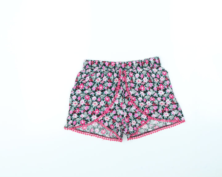 YD Girls Black Floral  Bermuda Shorts Size 11-12 Years