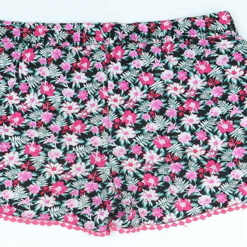 YD Girls Black Floral  Bermuda Shorts Size 11-12 Years