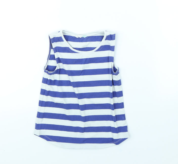 John Lewis Girls Blue Striped  Basic Tank Size 6 Years