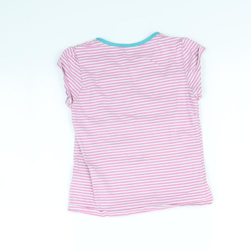 George Girls Pink Striped  Basic T-Shirt Size 7 Years  - Love Heart