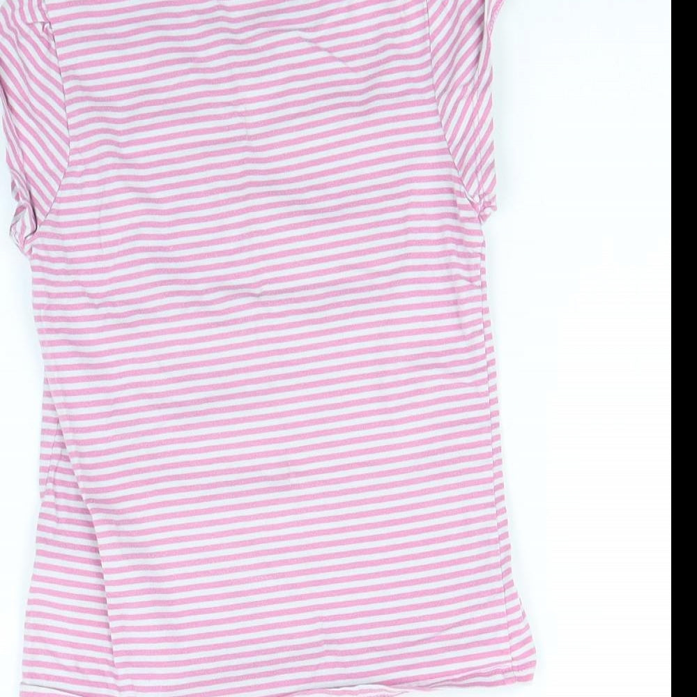 George Girls Pink Striped  Basic T-Shirt Size 7 Years  - Love Heart