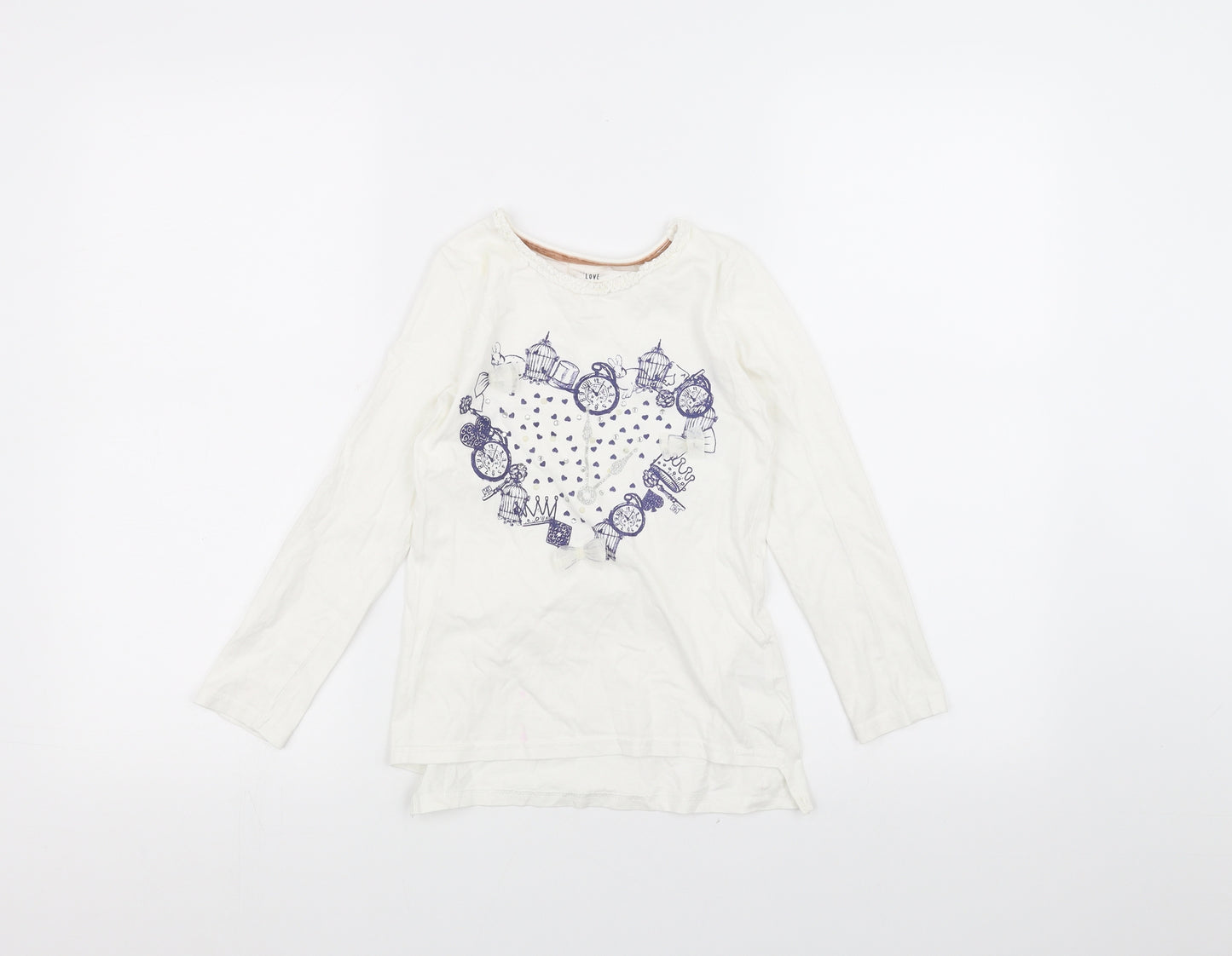 love is sweet Girls White   Basic T-Shirt Size 6-7 Years