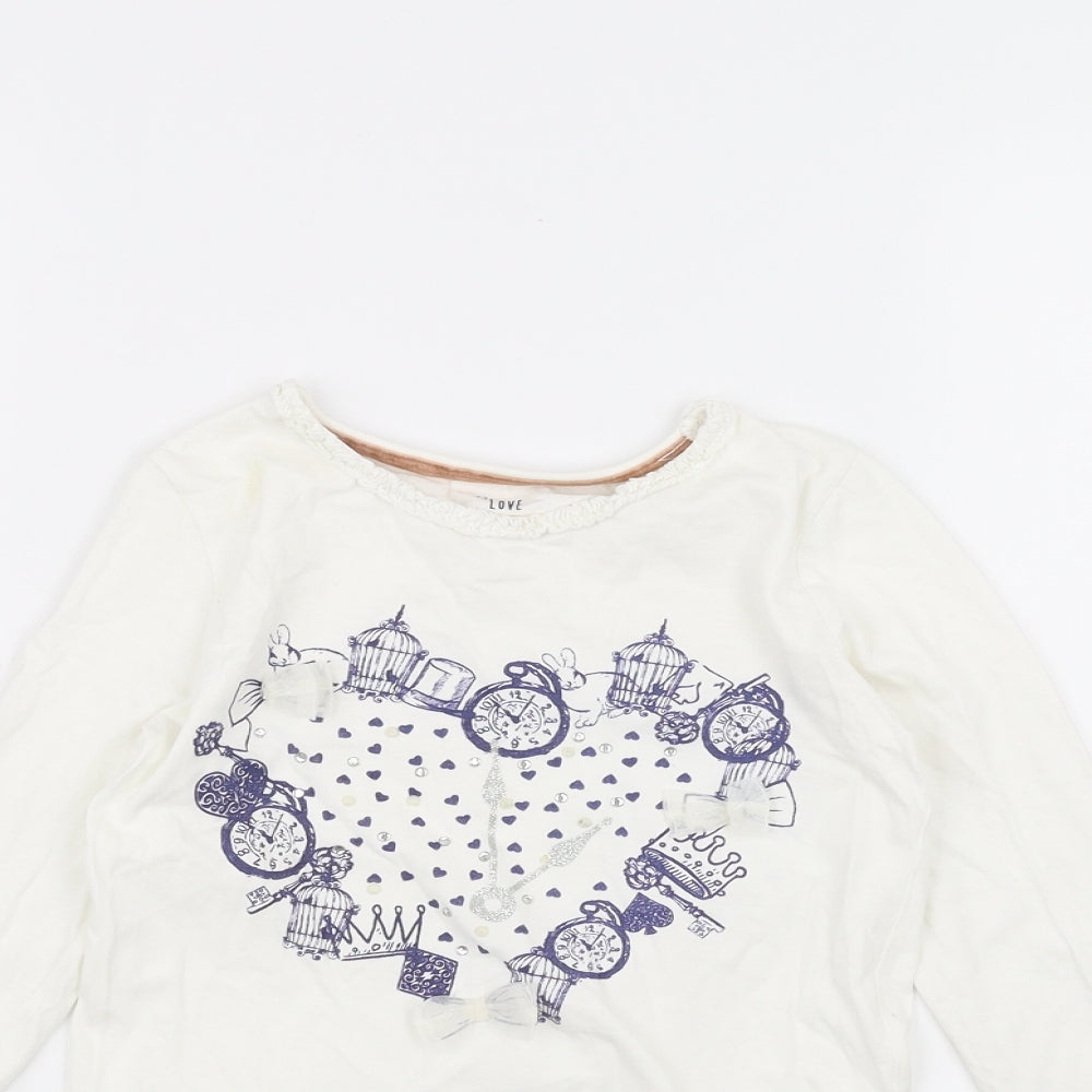 love is sweet Girls White   Basic T-Shirt Size 6-7 Years