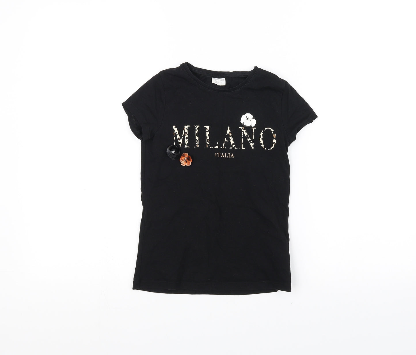 F&F Girls Black   Basic T-Shirt Size 7-8 Years