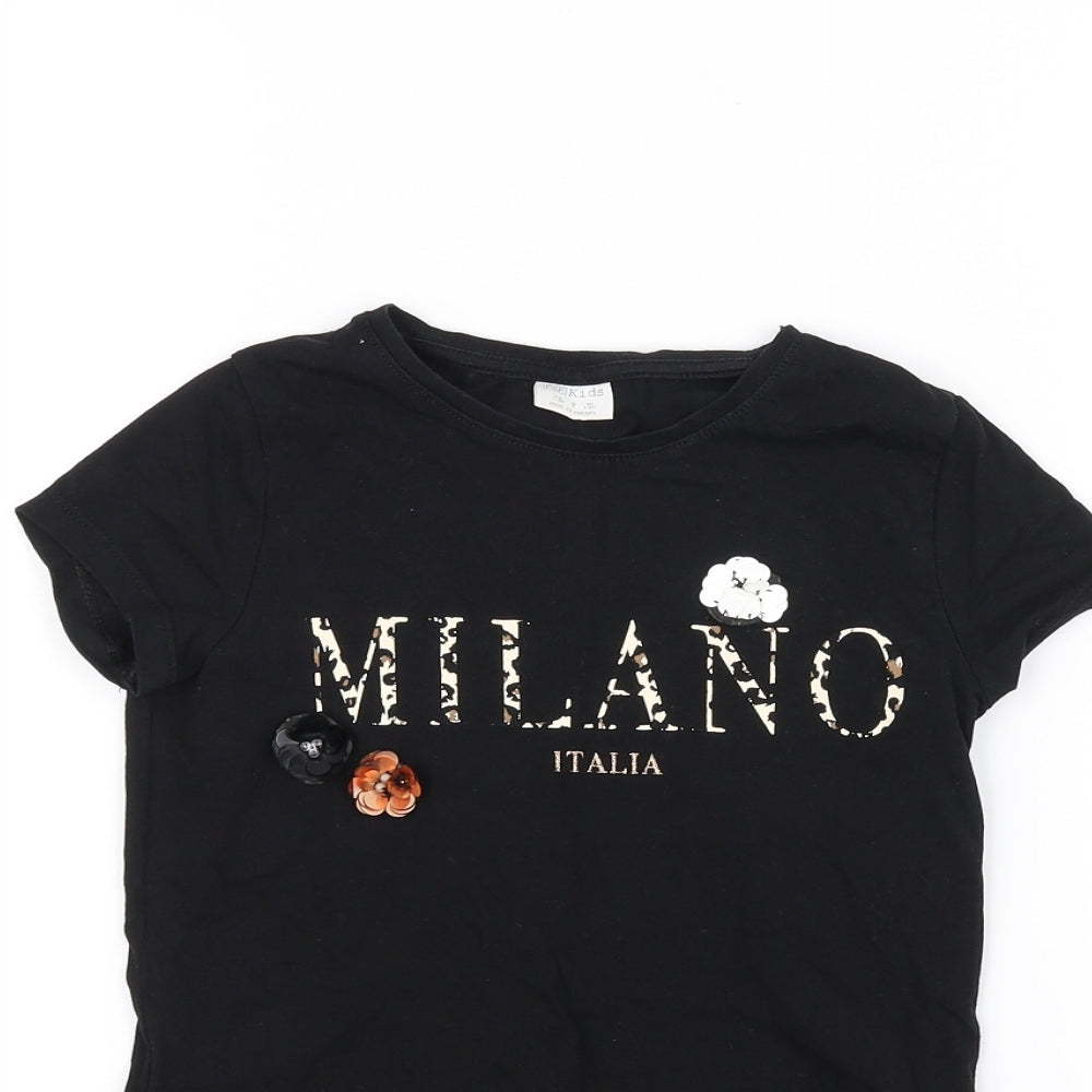 F&F Girls Black   Basic T-Shirt Size 7-8 Years