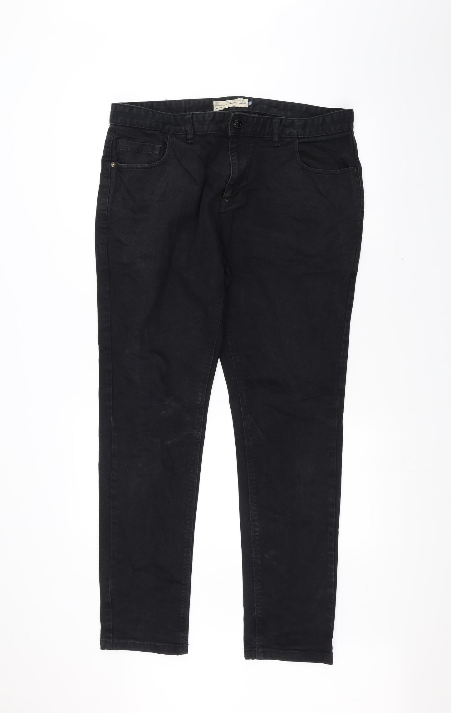 NEXT Mens Black  Denim Straight Jeans Size 36 L30 in