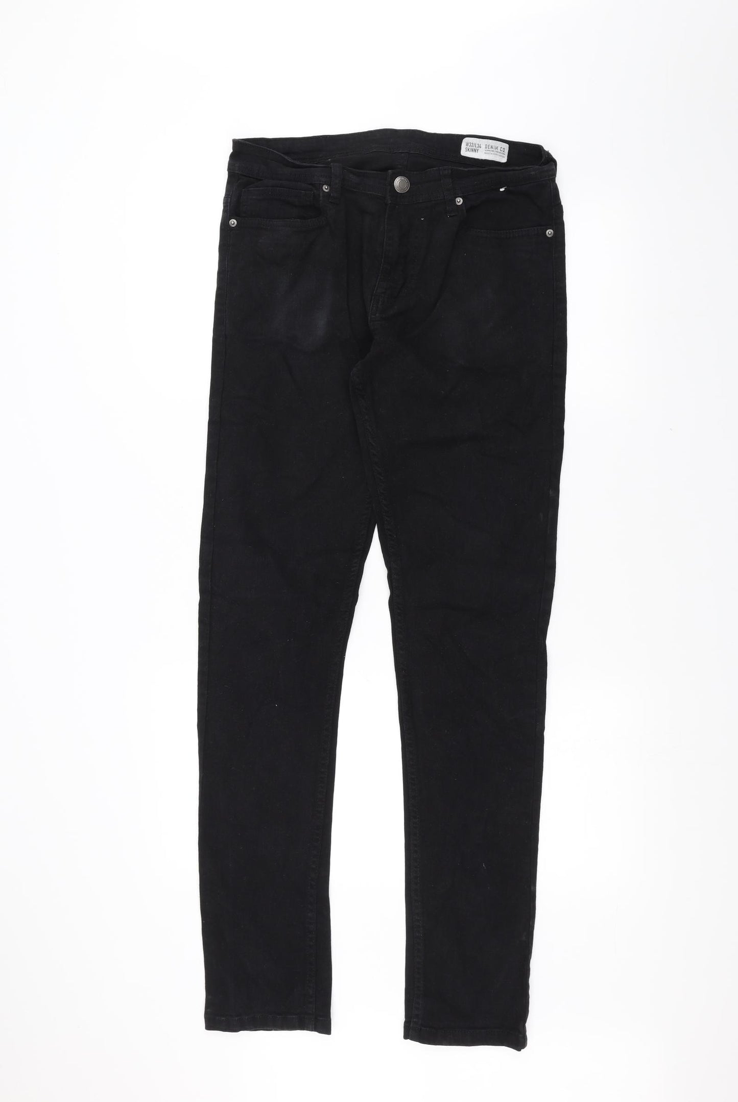 denim co Mens Black  Denim Skinny Jeans Size 32 L34 in