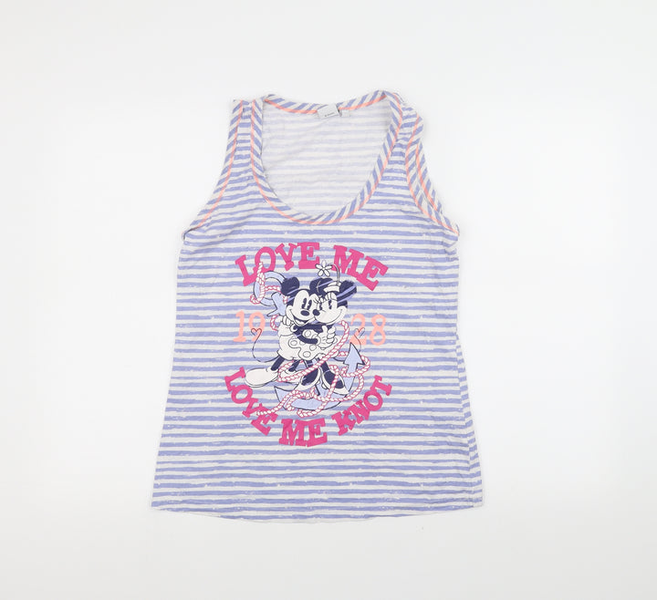 Disney Womens Blue Striped  Basic Tank Size 8