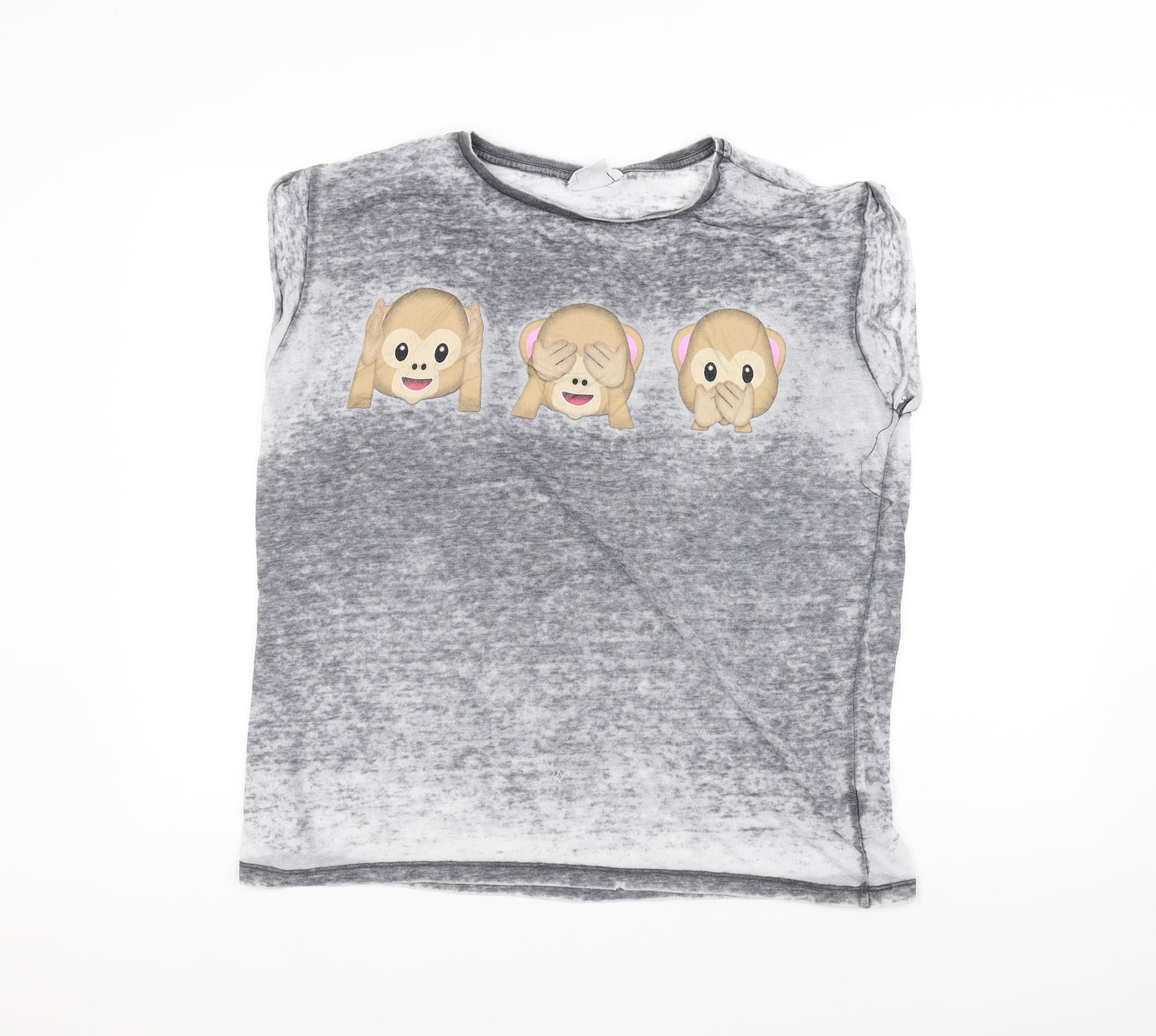 Atmosphere Womens Grey   Basic T-Shirt Size 14  - Emoji