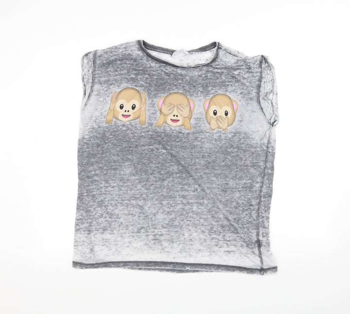 Atmosphere Womens Grey   Basic T-Shirt Size 14  - Emoji