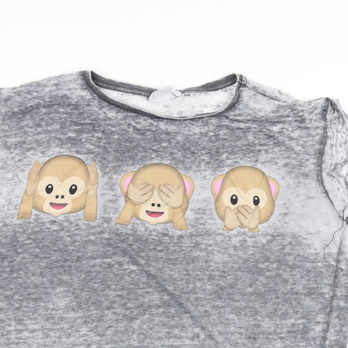 Atmosphere Womens Grey   Basic T-Shirt Size 14  - Emoji