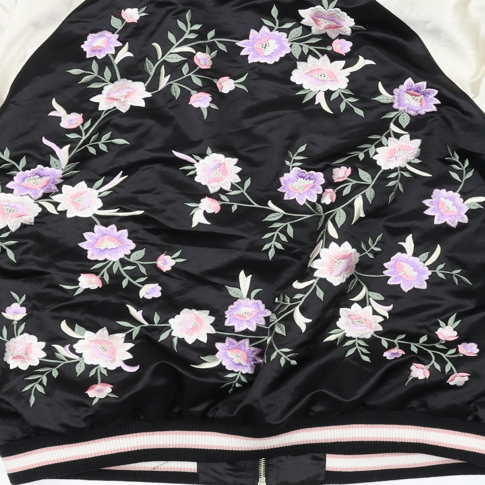 F&F Womens Black Floral  Bomber Jacket Jacket Size 16