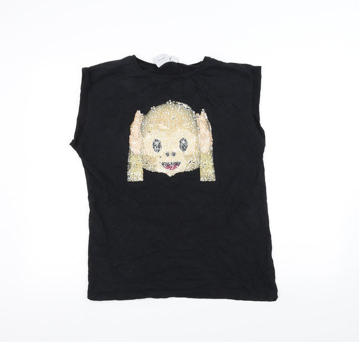 Atmosphere Womens Black Basic T-Shirt Size 12 - Emoji