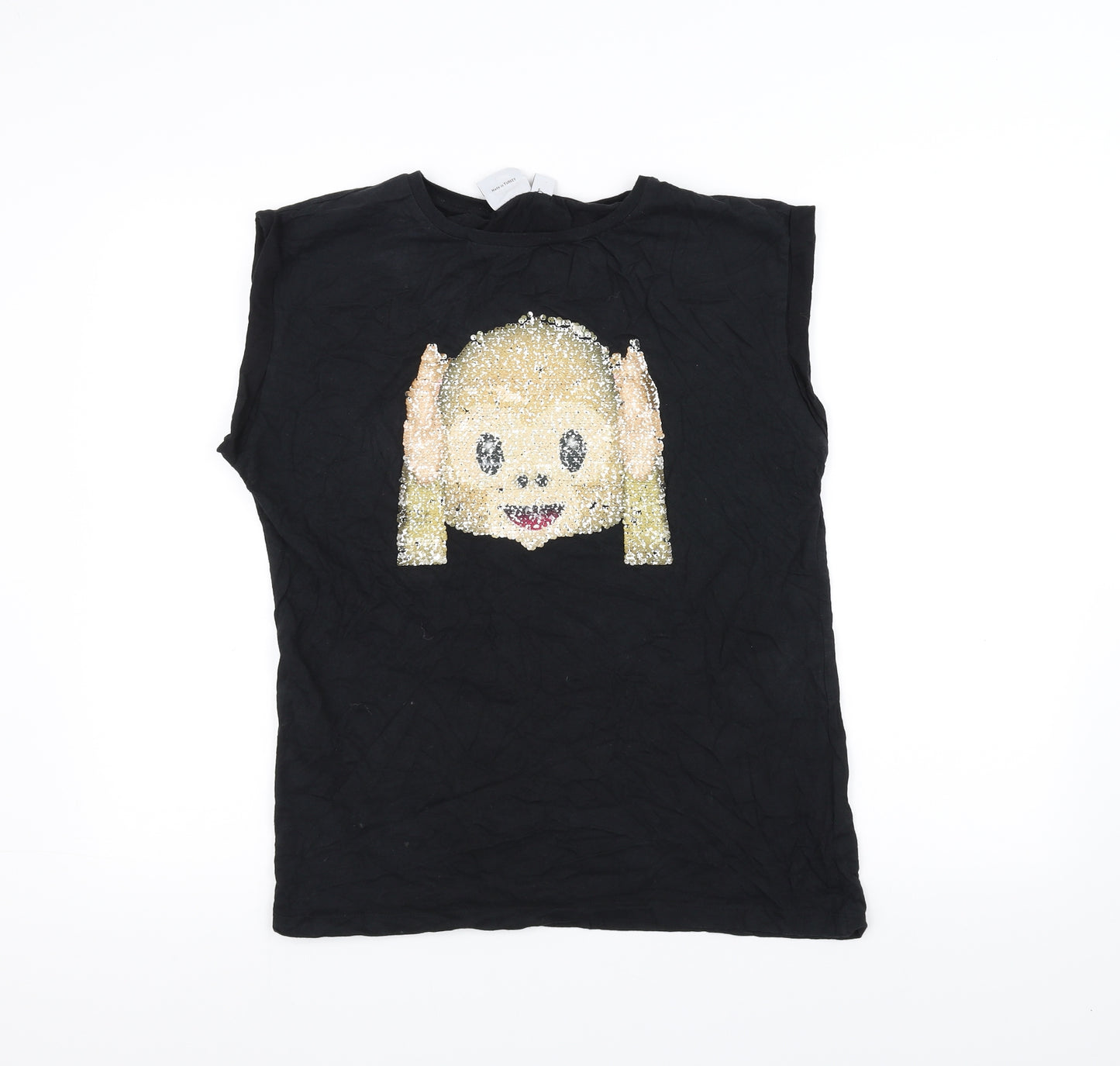 Atmosphere Womens Black   Basic T-Shirt Size 12  - Emoji