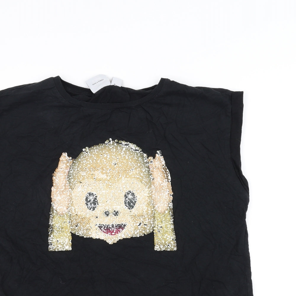 Atmosphere Womens Black   Basic T-Shirt Size 12  - Emoji