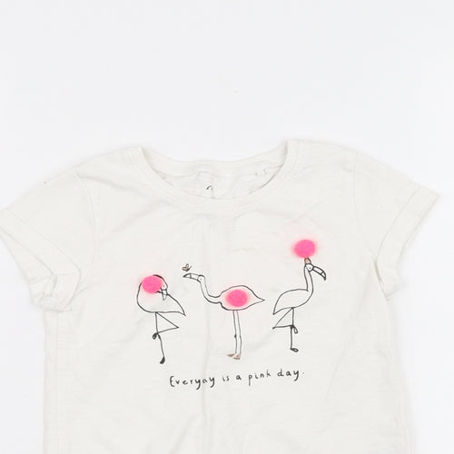 NEXT Girls White   Basic T-Shirt Size 2-3 Years  - Flamingo