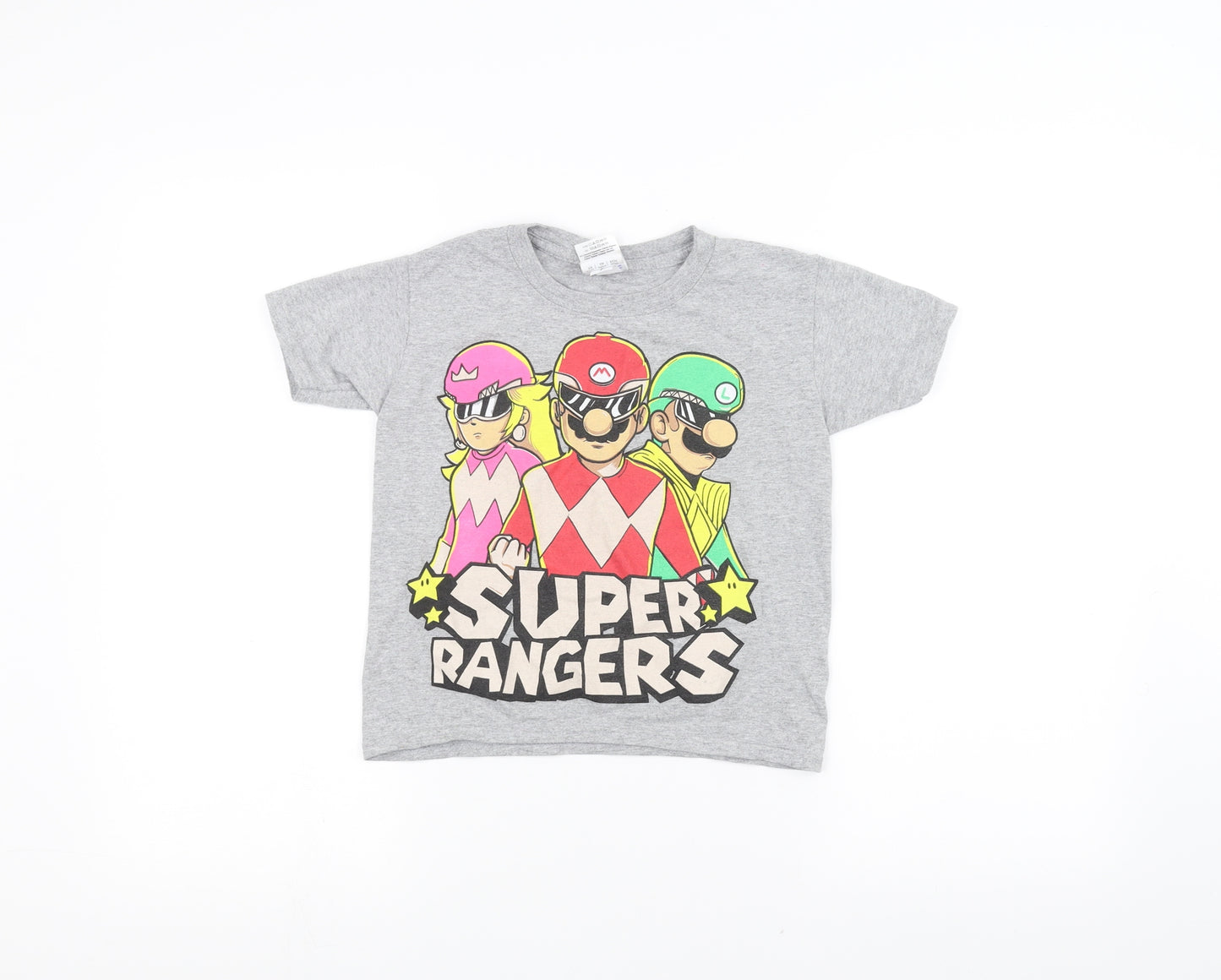 Gilden Boys Grey   Basic T-Shirt Size XS  - super rangers