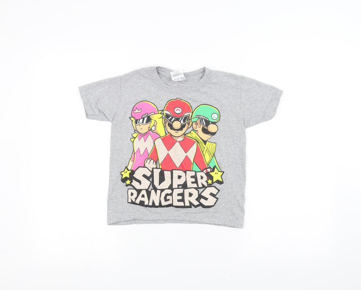 Gilden Boys Grey   Basic T-Shirt Size XS  - super rangers