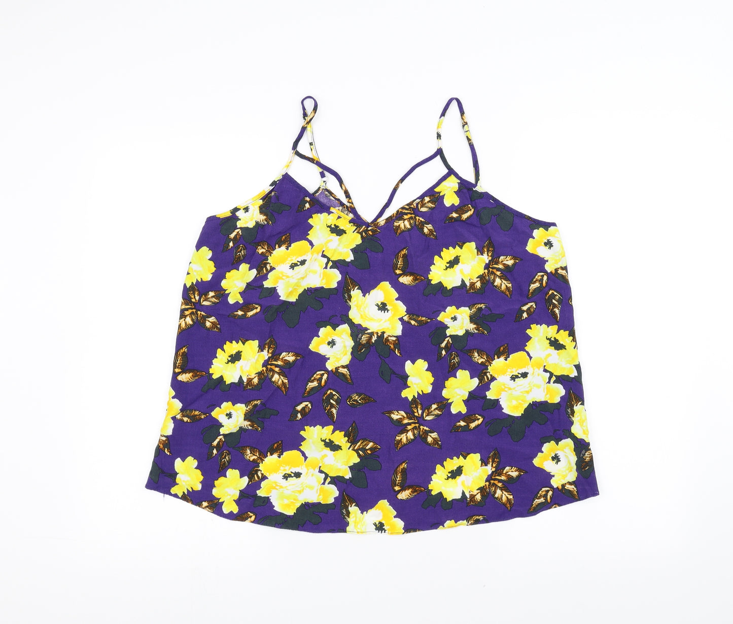 River Island Womens Purple Floral  Basic T-Shirt Size 16
