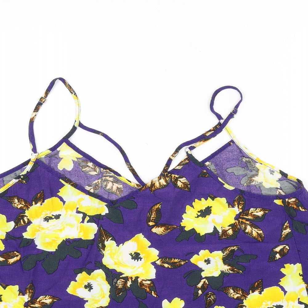River Island Womens Purple Floral  Basic T-Shirt Size 16