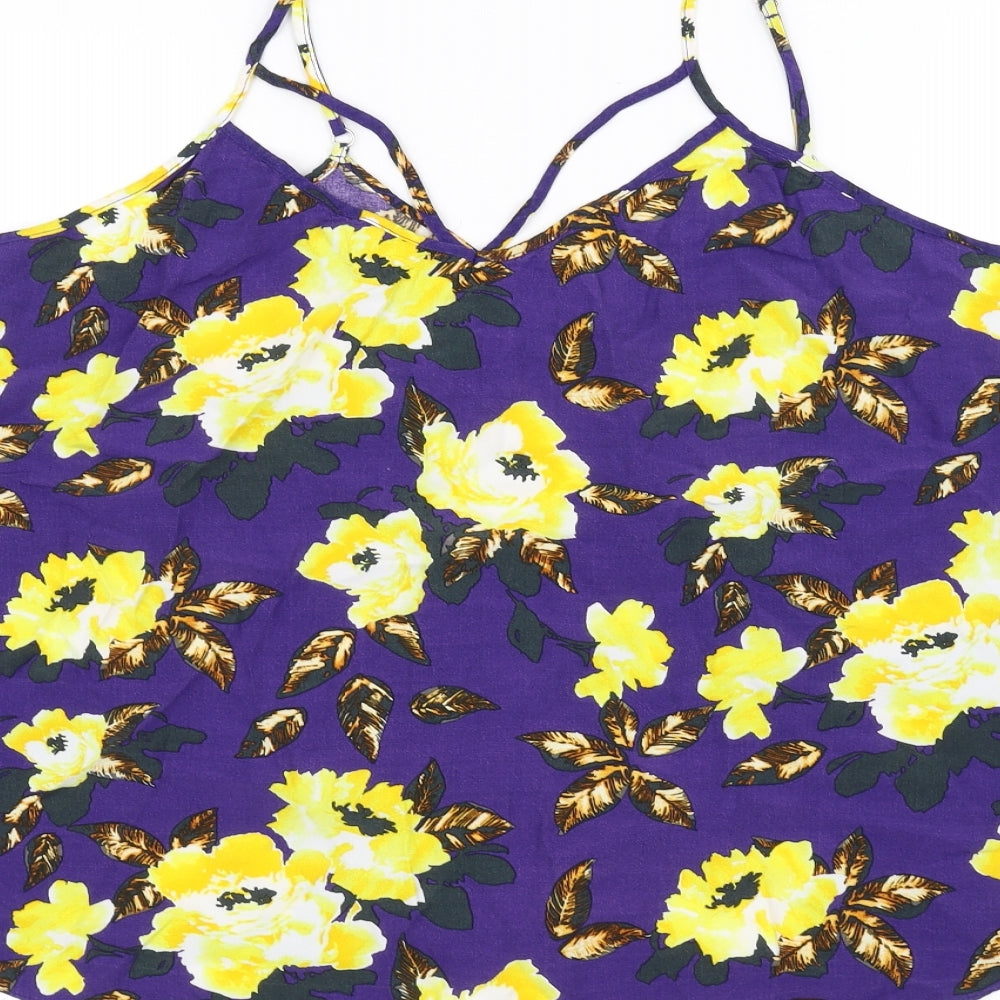 River Island Womens Purple Floral  Basic T-Shirt Size 16