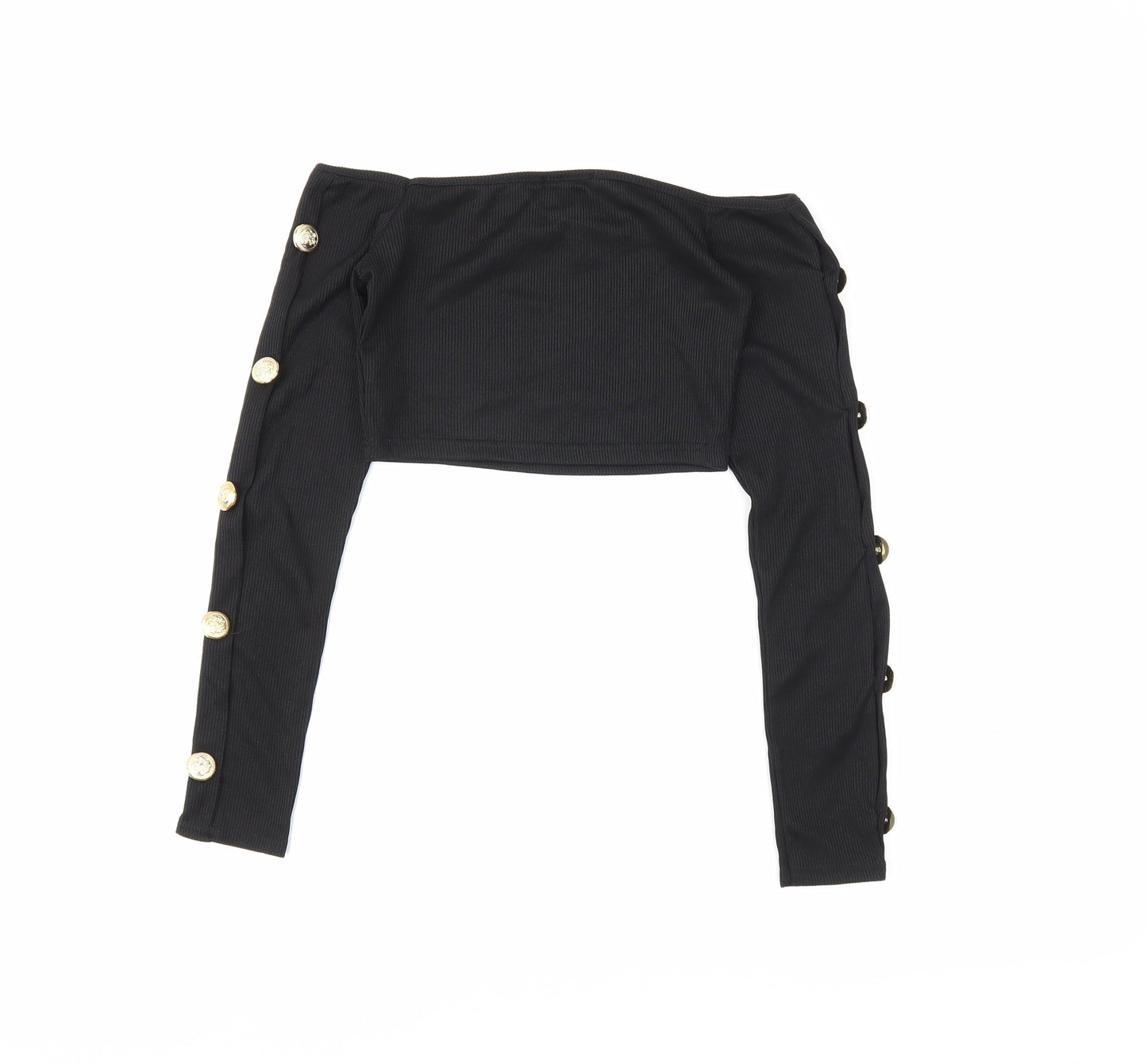 PRETTYLITTLETHING Womens Black   Cropped Blouse Size 4
