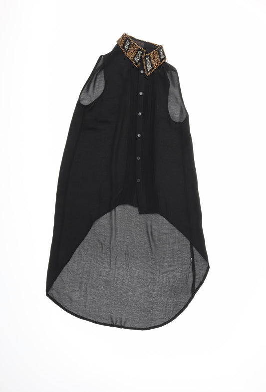 Front view of Atmosphere women’s black basic button-up, size UK 6