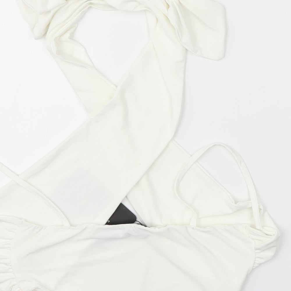 PRETTYLITTLETHING Womens White   Cropped Blouse Size 8