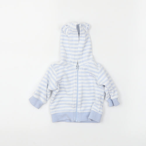 Benetton Boys Blue Striped  Full Zip Jumper Size 0-3 Months