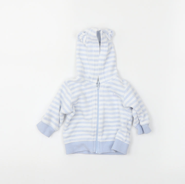 Benetton Boys Blue Striped  Full Zip Jumper Size 0-3 Months
