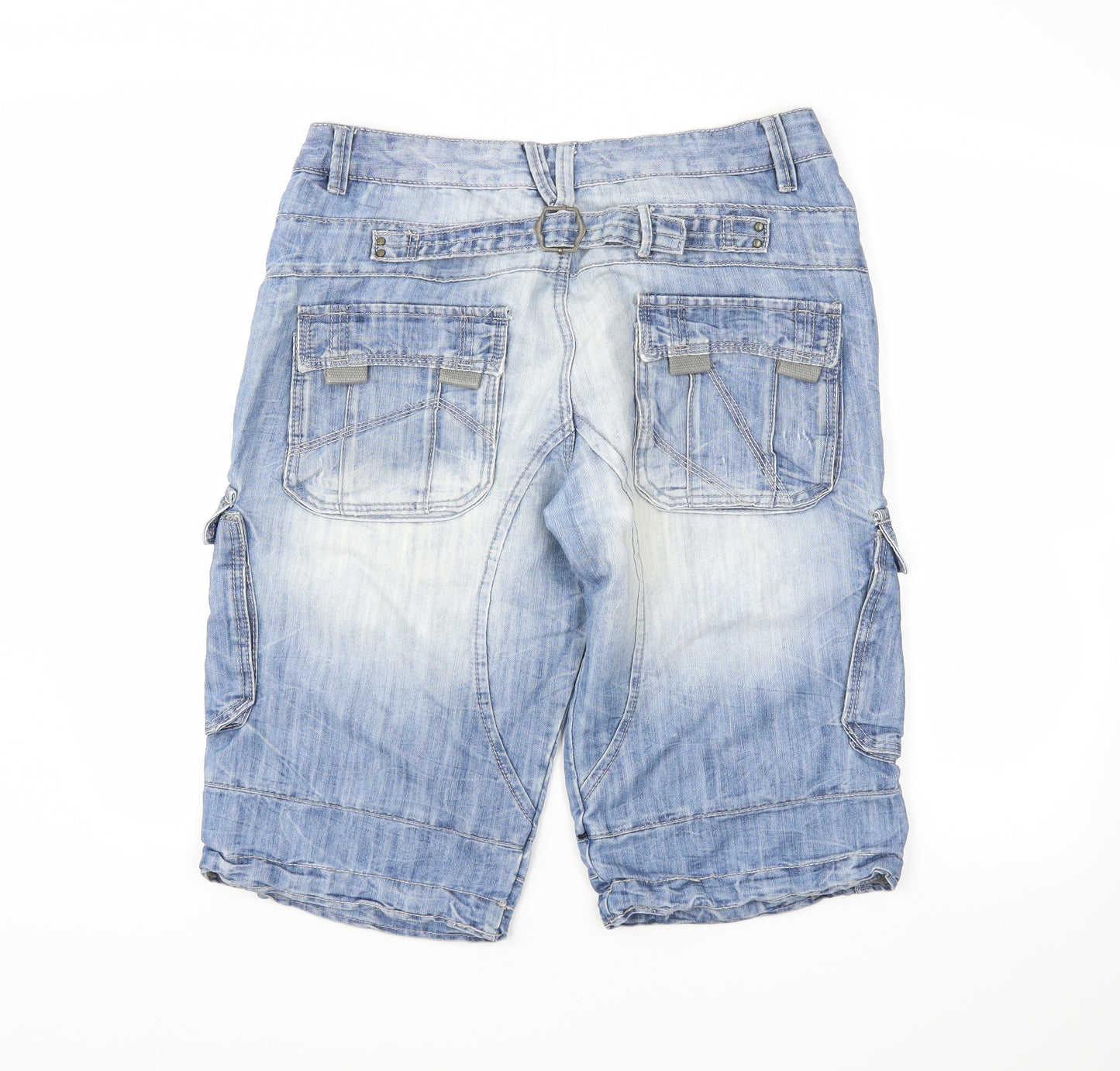 Soviet Mens Blue  Denim Cargo Shorts Size L