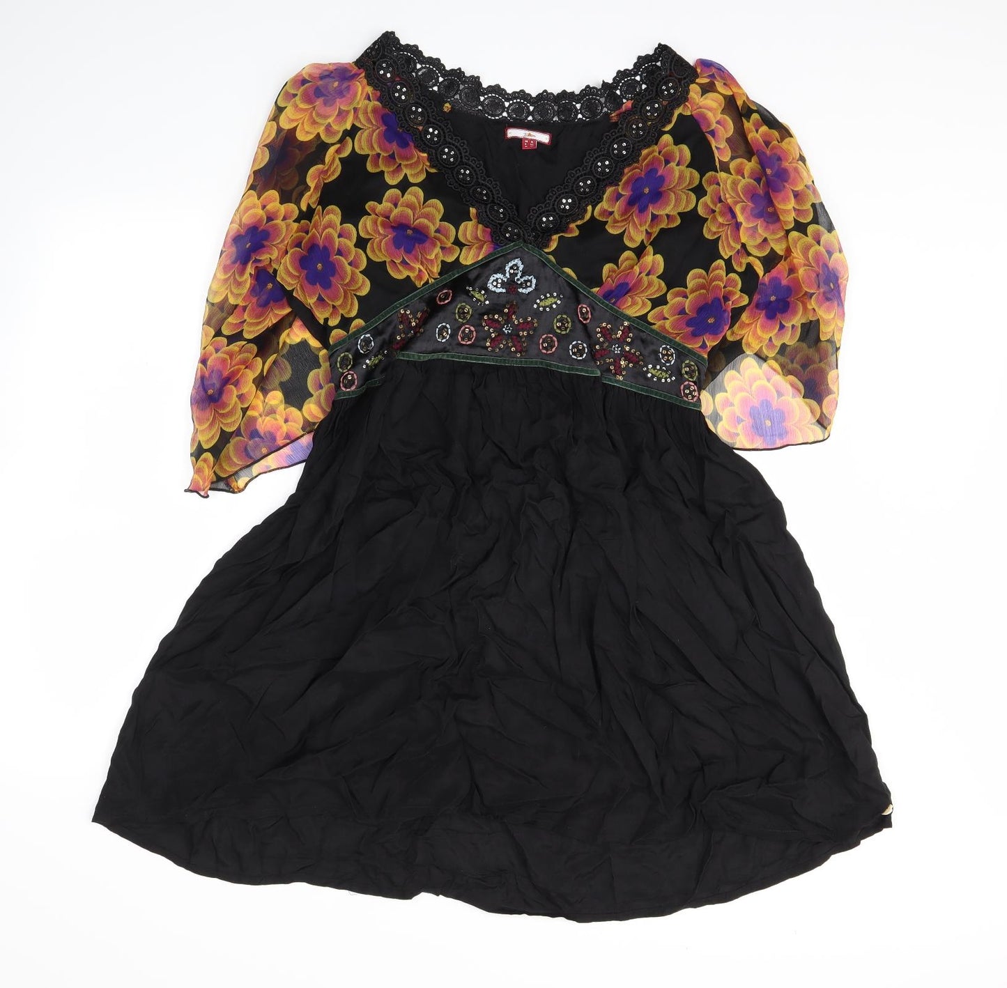 Joe Browns Womens Black Floral  Trapeze & Swing  Size 16