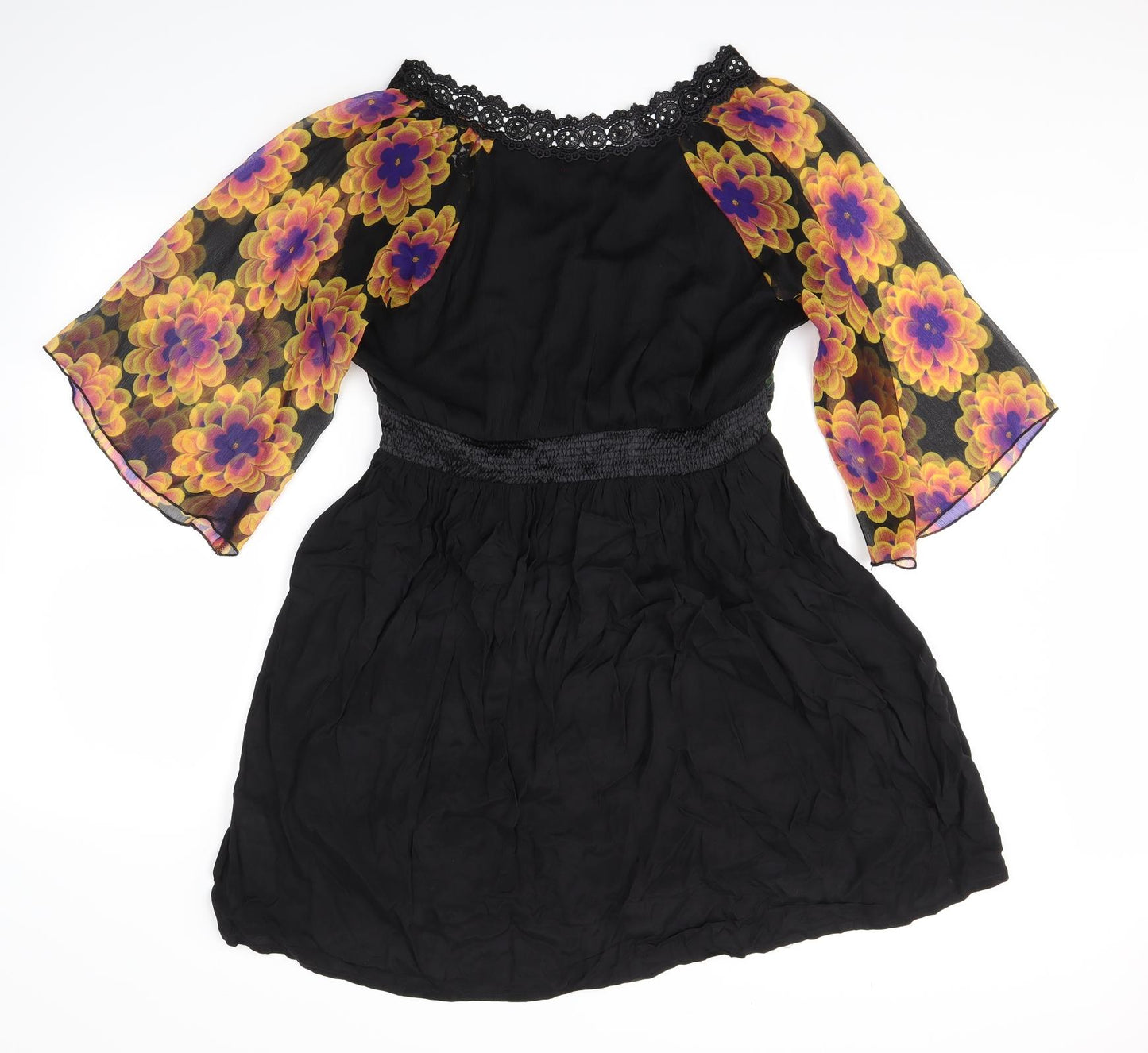 Joe Browns Womens Black Floral  Trapeze & Swing  Size 16