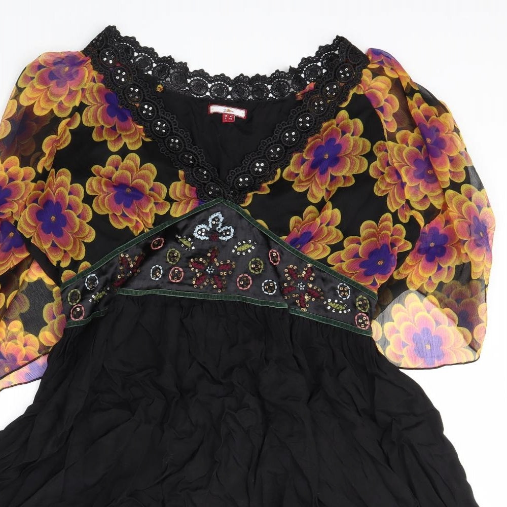 Joe Browns Womens Black Floral  Trapeze & Swing  Size 16