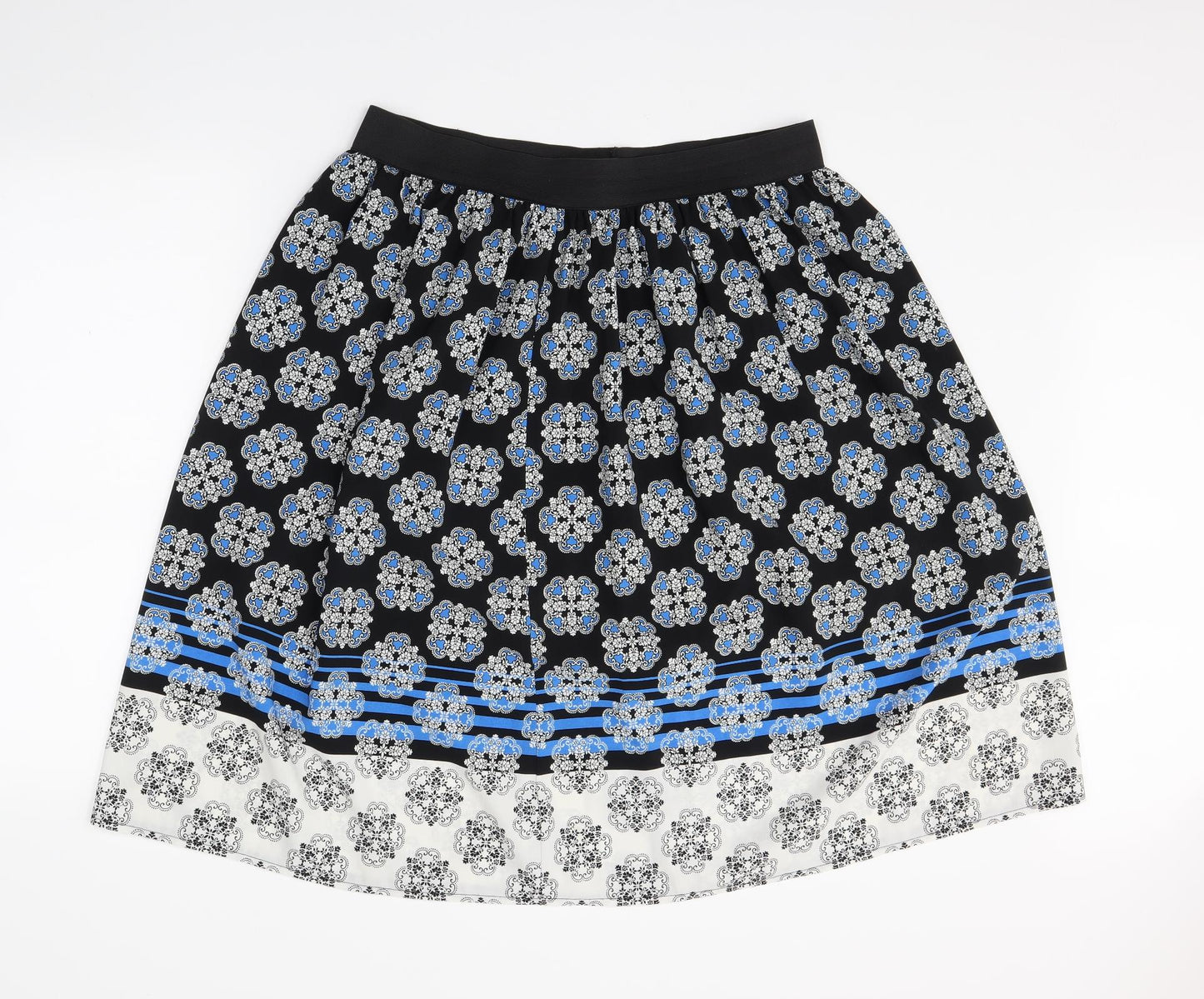 George Womens Black Paisley  Swing Skirt Size 16