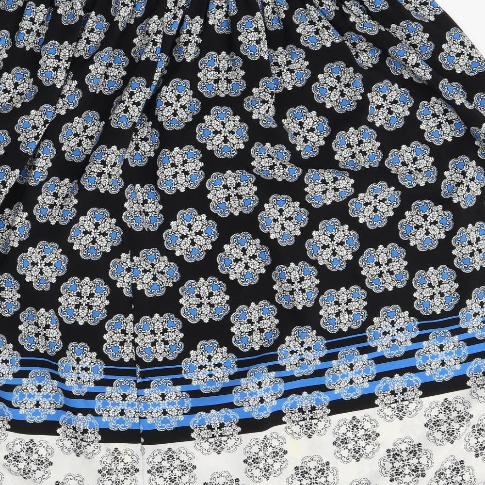 George Womens Black Paisley  Swing Skirt Size 16