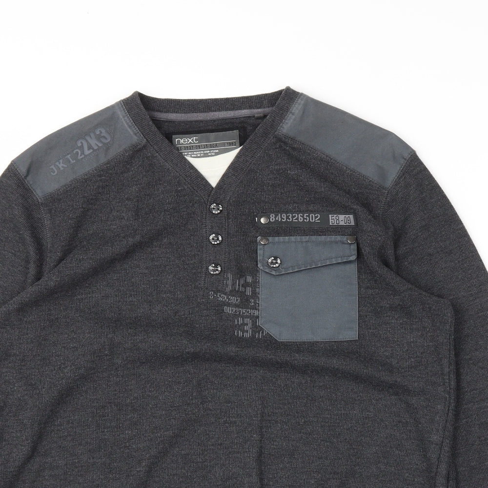 NEXT Womens Grey   Henley Jumper Size M