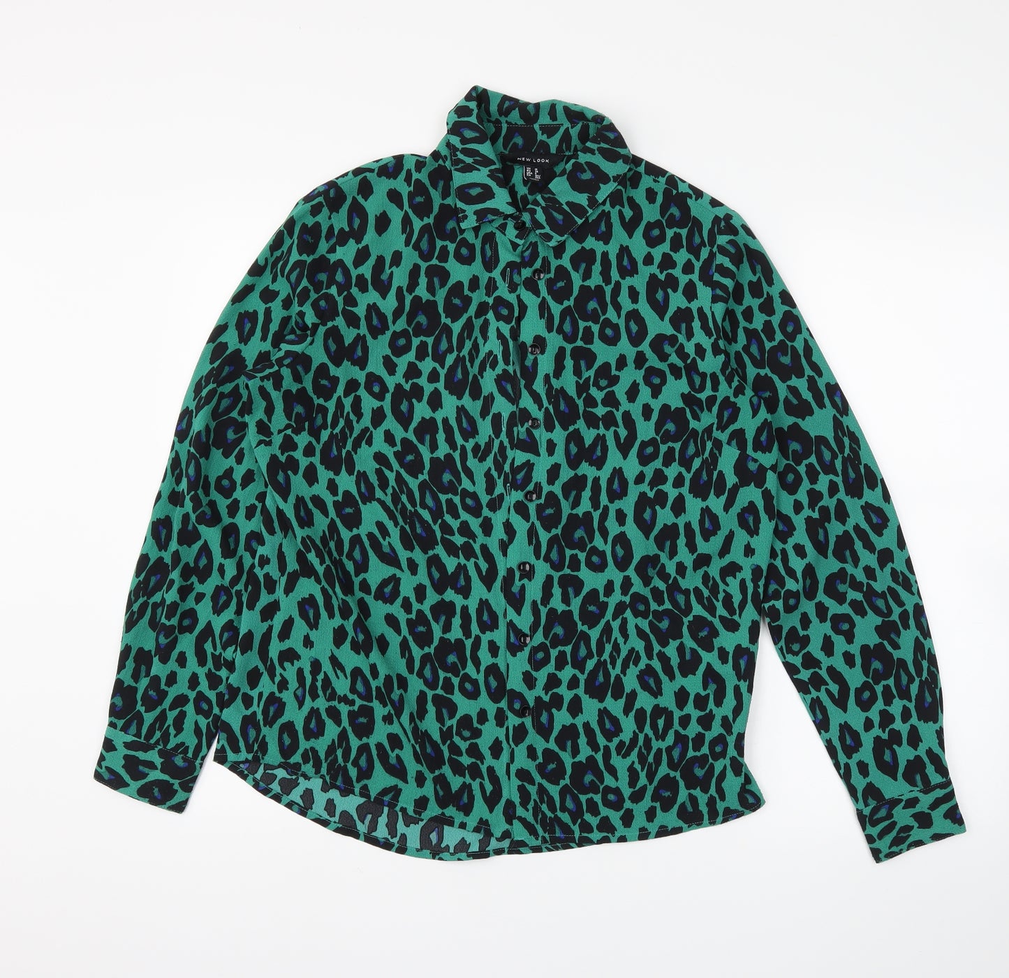 newlook Womens Green Animal Print  Basic Button-Up Size 10