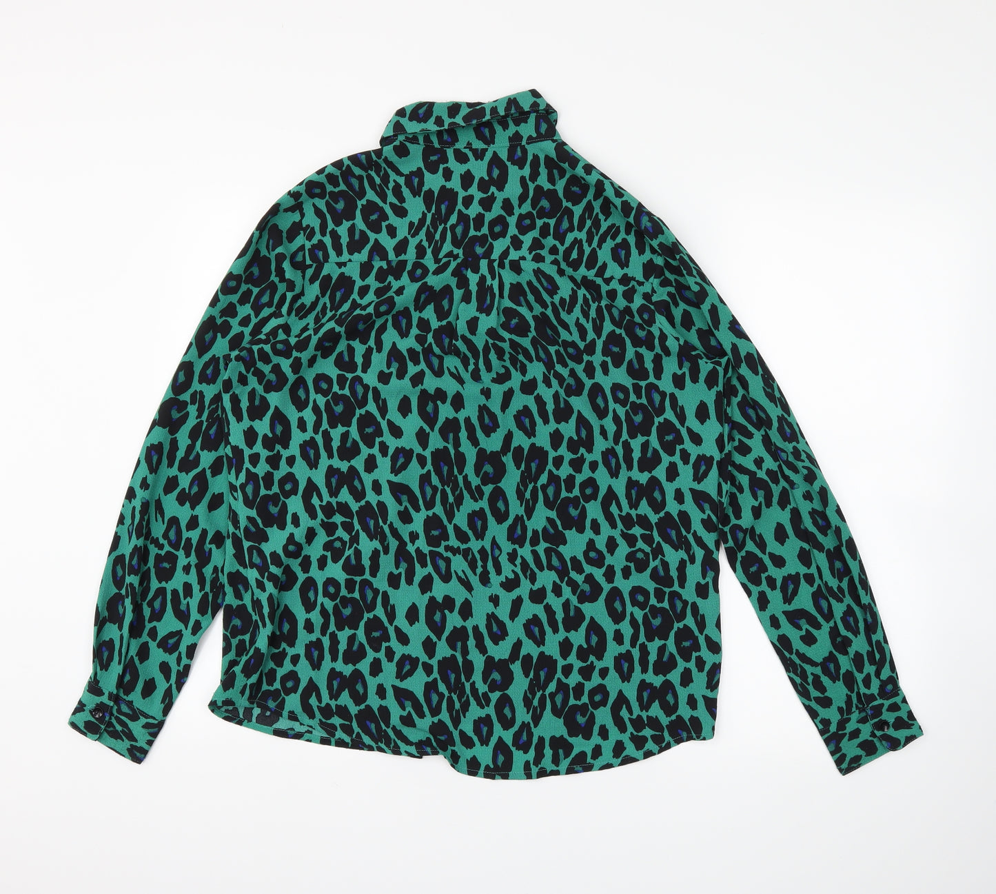 newlook Womens Green Animal Print  Basic Button-Up Size 10