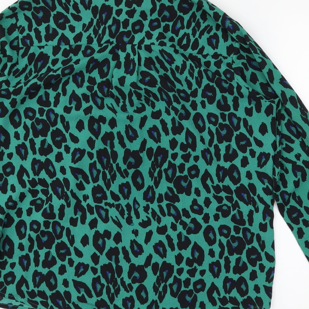 newlook Womens Green Animal Print  Basic Button-Up Size 10