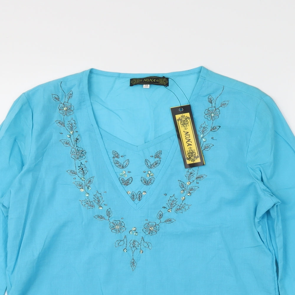 nona Womens Blue   Basic Blouse Size 10