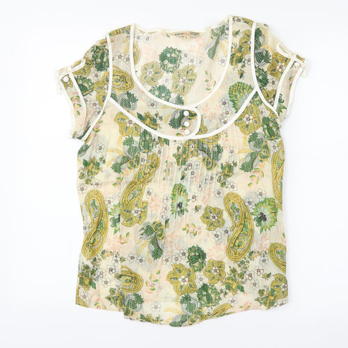 iora Womens Beige Paisley  Basic Blouse Size L
