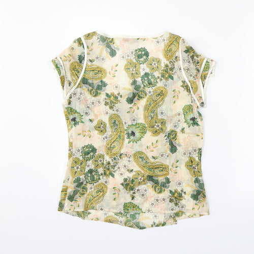 iora Womens Beige Paisley  Basic Blouse Size L