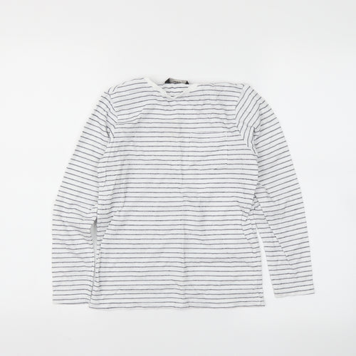 George Girls White Striped  Basic T-Shirt Size 7-8 Years