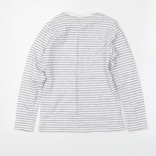 George Girls White Striped  Basic T-Shirt Size 7-8 Years