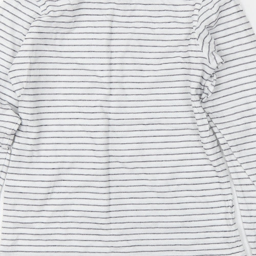 George Girls White Striped  Basic T-Shirt Size 7-8 Years